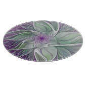 フラワードリーム、抽象芸術紫グリーンフラクタルアート カッティングボード (角)