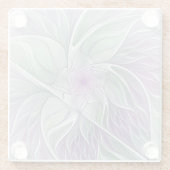 フラワードリーム、抽象芸術紫グリーンフラクタルアート ガラスコースター (裏面)