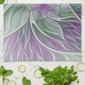 フラワードリーム、抽象芸術紫グリーンフラクタルアート キッチンタオル (折り畳み)