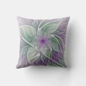 フラワードリーム、抽象芸術紫グリーンフラクタルアート クッション (裏面)