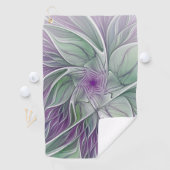 フラワードリーム、抽象芸術紫グリーンフラクタルアート ゴルフタオル (インサイチュ)