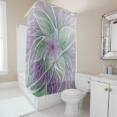 フラワードリーム、抽象芸術紫グリーンフラクタルアート シャワーカーテン (インサイチュ)