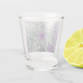 フラワードリーム、抽象芸術紫グリーンフラクタルアート ショットグラス (裏面)