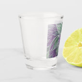 フラワードリーム、抽象芸術紫グリーンフラクタルアート ショットグラス (左)