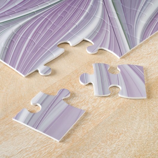 フラワードリーム、抽象芸術紫グリーンフラクタルアート ジグソーパズル (側面)