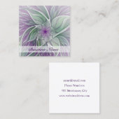 フラワードリーム、抽象芸術紫グリーンフラクタルアート スクエア名刺 (正面/裏面)