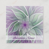 フラワードリーム、抽象芸術紫グリーンフラクタルアート スクエア名刺 (正面)
