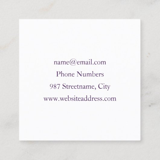 フラワードリーム、抽象芸術紫グリーンフラクタルアート スクエア名刺 (裏面)