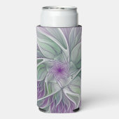 フラワードリーム、抽象芸術紫グリーンフラクタルアート スリム缶クーラー (Seltzer裏面)
