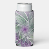 フラワードリーム、抽象芸術紫グリーンフラクタルアート スリム缶クーラー (Seltzer正面)