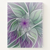 フラワードリーム、抽象芸術紫グリーンフラクタルアート ノートブック (裏面)