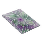 フラワードリーム、抽象芸術紫グリーンフラクタルアート ノートブック (右側)