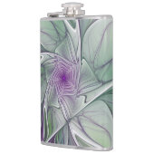 フラワードリーム、抽象芸術紫グリーンフラクタルアート フラスク (左)