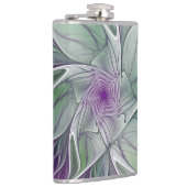 フラワードリーム、抽象芸術紫グリーンフラクタルアート フラスク (右)