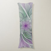 フラワードリーム、抽象芸術紫グリーンフラクタルアート ボディピロー (正面縦)