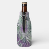 フラワードリーム、抽象芸術紫グリーンフラクタルアート ボトルクーラー (ボトル裏面)