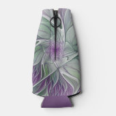 フラワードリーム、抽象芸術紫グリーンフラクタルアート ボトルクーラー (裏面)