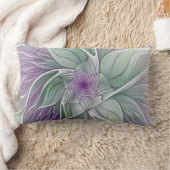 フラワードリーム、抽象芸術紫グリーンフラクタルアート ランバークッション (ブランケット)