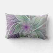 フラワードリーム、抽象芸術紫グリーンフラクタルアート ランバークッション (裏面)