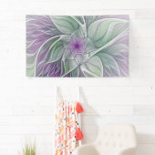 フラワードリーム、抽象芸術紫グリーンフラクタルアート 横断幕 (インサイチュ)