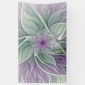 フラワードリーム、抽象芸術紫グリーンフラクタルアート 横断幕 (縦)