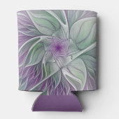 フラワードリーム、抽象芸術紫グリーンフラクタルアート 缶クーラー (裏面)