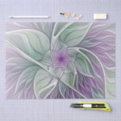 フラワードリーム、抽象芸術紫グリーンフラクタルアート 薄葉紙 (クラフト)
