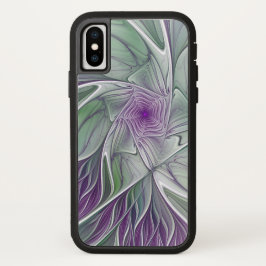 フラワードリーム、抽象芸術紫グリーンフラクタルアート iPhone 13ケース