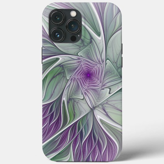 フラワードリーム、抽象芸術紫グリーンフラクタルアート Case-Mate iPhoneケース (裏面)