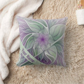 フラワードリーム、抽象芸術紫グリーンフラクタル名 クッション (ブランケット)