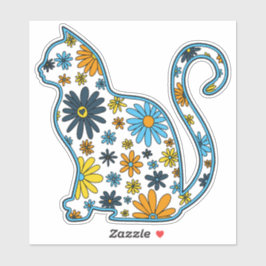 フラワードードルキャットLGBTQ+ AroAceサンセットプライド国旗 シール