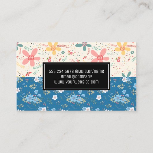 フラワードードル |青い白い花 名刺 (裏面)