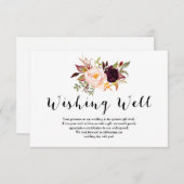 フラワーナビーブルグundyの結婚式の願いカード 招待状 (正面/裏面)
