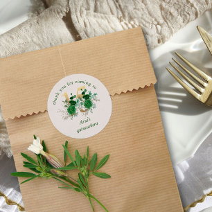 フラワーナンバー15 アイボリー グリーンとゴールドのキンセアネラ ラウンドシール