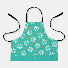 フラワーネイビオレンジミニマル模様 エプロン