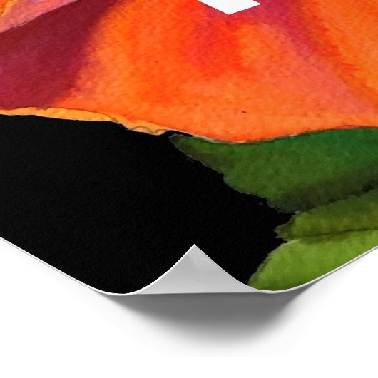 フラワーハイビスカス熱帯夏引用文 ポスター (角)