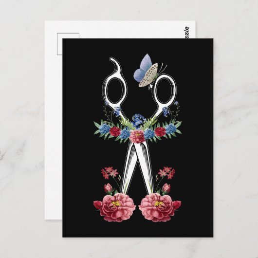 フラワーハサミ美容師フローラ美容師 ポストカード (正面/裏面)