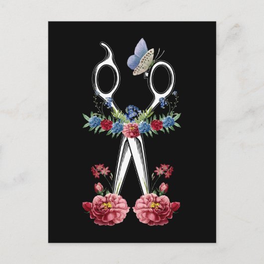 フラワーハサミ美容師フローラ美容師 ポストカード (正面)