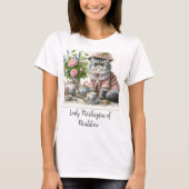 フラワーハットと真珠の紅茶会のペルシャ猫 Tシャツ (正面)
