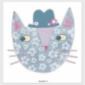 フラワーハットに登場する青い猫 シール (シート)