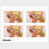 フラワーハットビクトリアンレディーオーバルステッカー 長方形シール (シート)