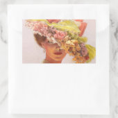 フラワーハットビクトリアンレディーオーバルステッカー 長方形シール (バッグ)