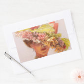 フラワーハットビクトリアンレディーオーバルステッカー 長方形シール (封筒)