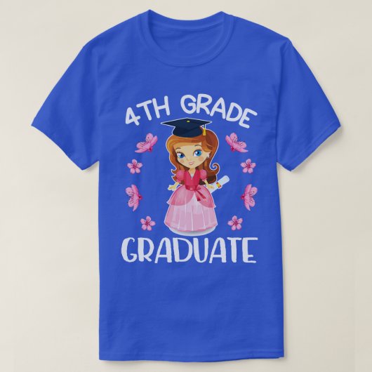 フラワーハッピーシニアガール4年生の大学院 Tシャツ (デザイン正面)
