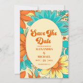 フラワーハッピーレトロ結婚式 セーブザデート (正面)