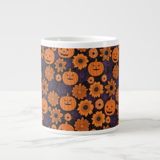 フラワーハロウィン ジャンボコーヒーマグカップ (正面)