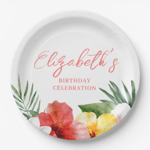 フラワーハワイアン 誕生日 ペーパープレート