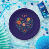 フラワーハートのウェディング ペーパープレート (パーティー)