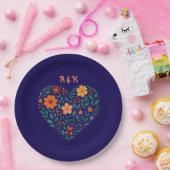 フラワーハートのウェディング ペーパープレート (パーティー)