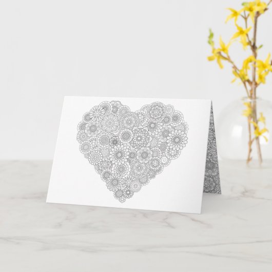 フラワーハートカード：大人の塗り絵パーソナライズ カード (黄色い花)